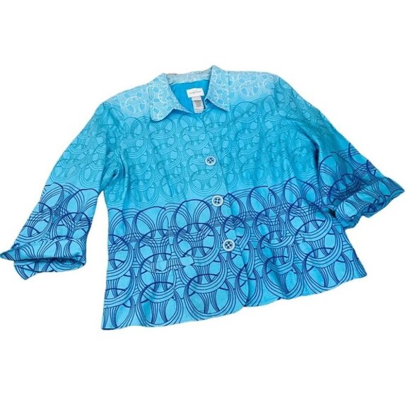 Emma James Linen Cotton Blazer Blue Ombre - Picture 14 of 14